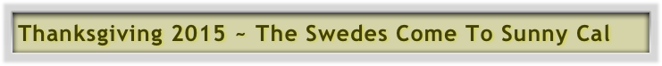 Thanksgiving 2015 ~ The Swedes Come To Sunny Cal